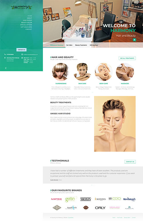 Harmony Health and Beauty Website